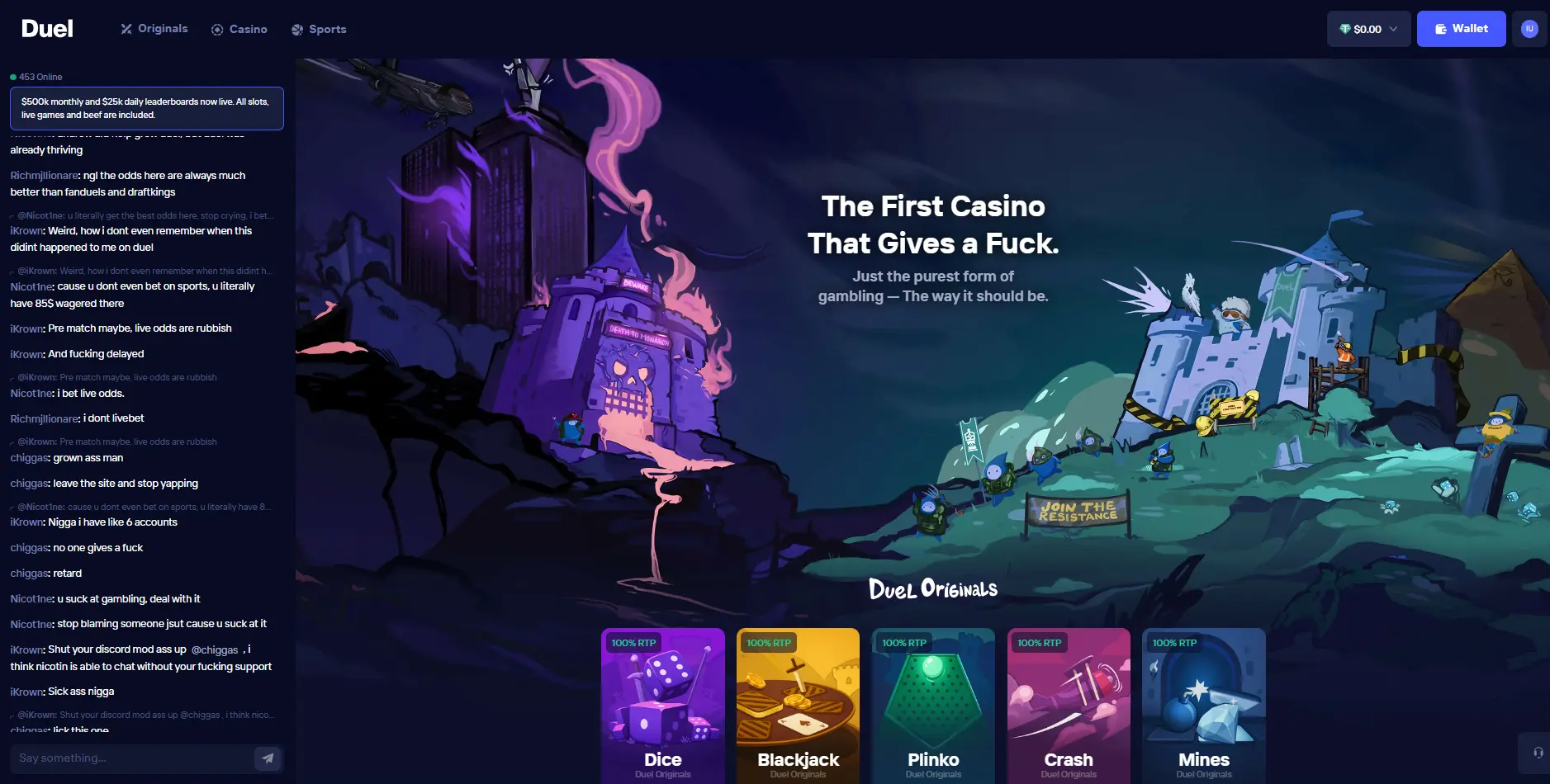 Duel Casino Interface Overview